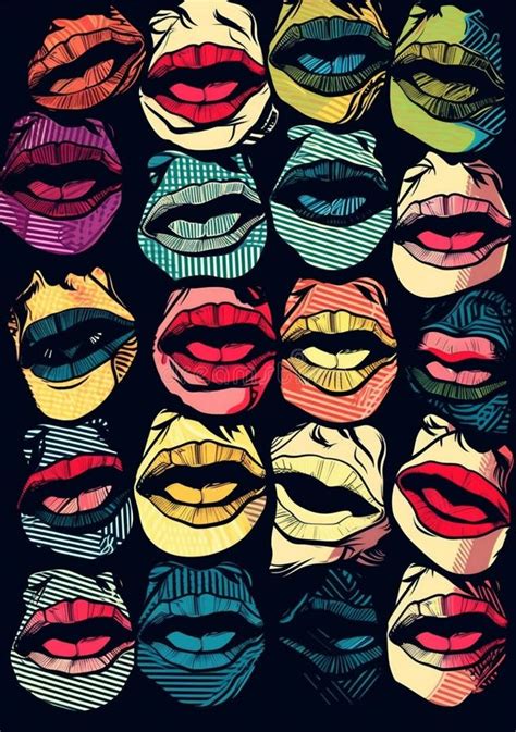 Lipstick Woman Art Lips Kiss Template Poster Female Illustration Mouth