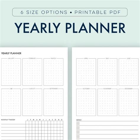 Yearly Planner Printable Yearly Overview Year At A Glance Etsy