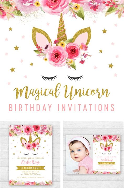 Unicorn Birthday Party Invitation Templates Edit Yourself R