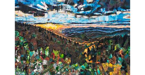 Mountain Painting Landscape Art Abstract Sunrise Acrylic K Paulette