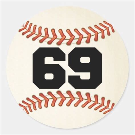 Number 69 Baseball Round Sticker Zazzle