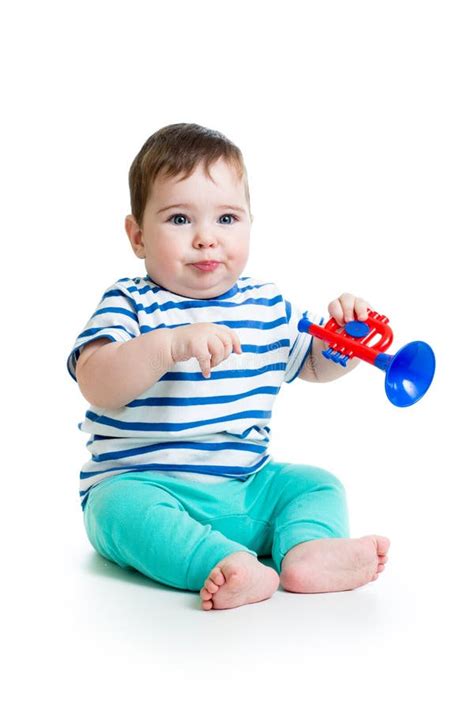 Funny Boy Baby Playing Musical Toys Stock Photo Image Of Playing
