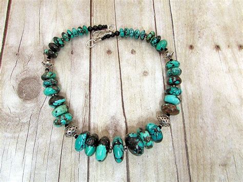 Turquoise And Silver Handcrafted Necklace With Matching Etsy