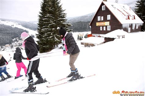 Skiing Teenage Sweethearts Petting Cunts At A Giant Chalet