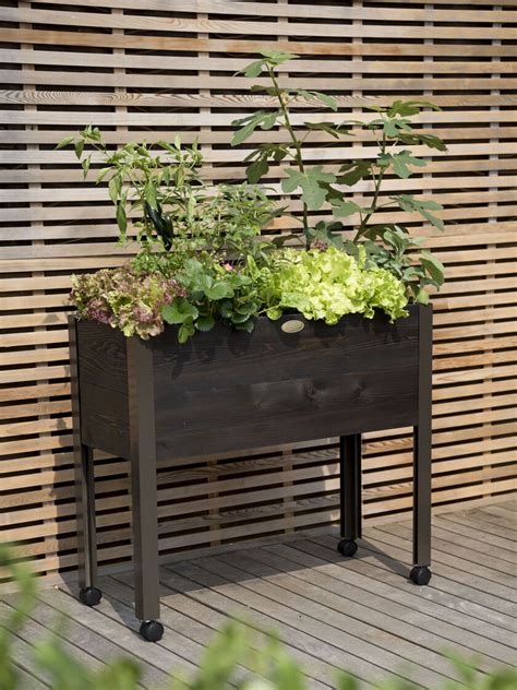 Eco Stained Self Watering Standing Planter Box Raised