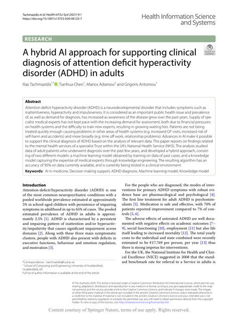 pdf a hybrid ai approach for supporting clinical diagnosis of attention deficit hyperactivity