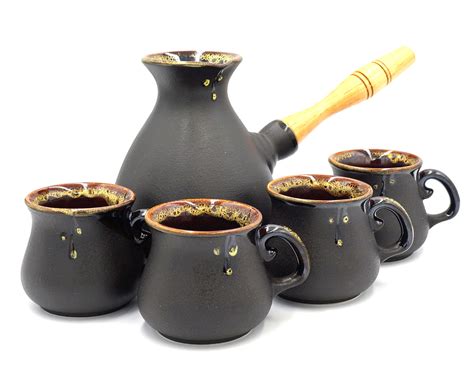 Handmade Ceramic Coffee Pot Set Turkish Coffee Set Ceramic Etsy