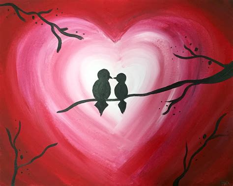 Date Night Valentine Birds Partner Paint