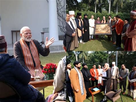 pm modi meets muslim community delegation presented chadar for khwaja moinuddin chishti in
