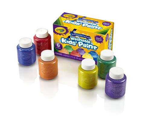 Crayola Washable Kids Paint Set 6 Color Glitter Set