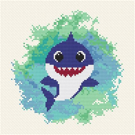 Flying baby birds boy painting patterns printed on canvas 14ct 11ct needlework diy dmc cross stitch chinese embroidery kits sets. Baby shark cross stitch pattern Modern cross stitch Shark ...