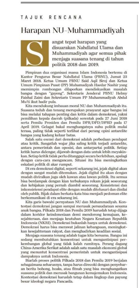 Teks Tajuk Rencana Terbaru - Format Soal