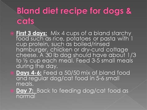 Your dog may need to eat a bland diet if he has an upset stomach. Bland diet recipe for dogs and cats with tummy problems ...