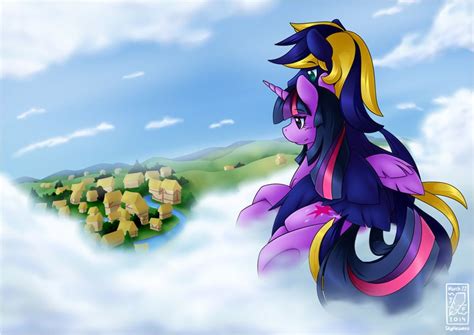 Commission Watching Over Ponyville By Skyheavens Personagens My