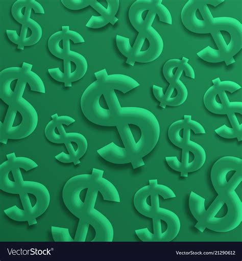 Usa Currency Symbols On Green Background Vector Image