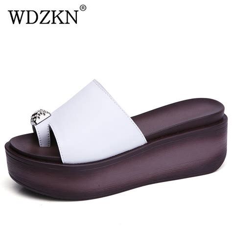 buy wdzkn women slippers 2018 summer wedge platform slippers high heel slides