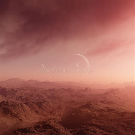 3d Rendered Space Art Alien Planet A Fantasy Landscape With Red