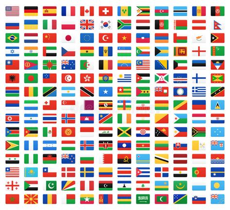 World Flag Flat Icon Collection With 287 All Nations Country Flags