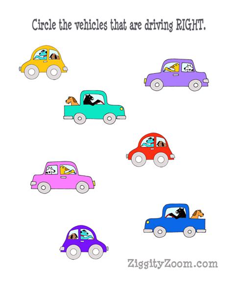 Left and right concept worksheets