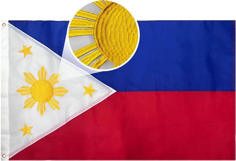 Amzflag Embroidered Filipino Philippine Flag 3x5 Ft Outdoor Double Sided