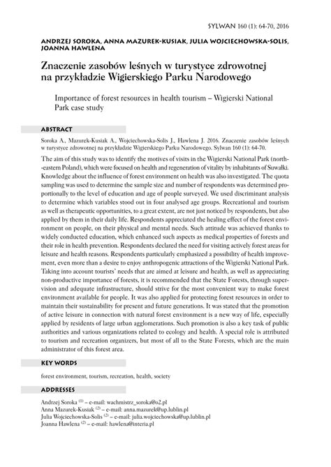(PDF) Importance of forest resources in health tourism ...