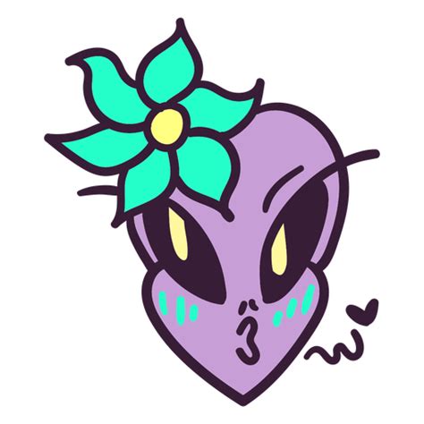 Diseño Png Y Svg De Cabeza De Alienígena Flor Beso Colorido Trazo Para