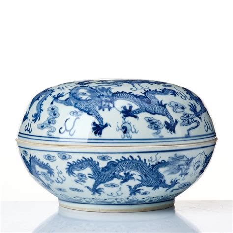 A Blue And White Five Clawed Dragon Bowl China Presumably Republic