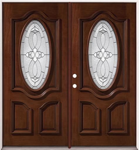 34 Oval Mahogany Prehung Double Wood Door Unit 86 Door Clearance Center