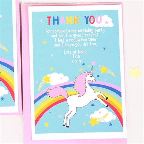 Editable Unicorn Thank You Card Magical Unicorn First Etsy Unicorn