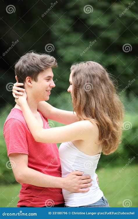 Romantic Teenage Sweethearts Stock Photo Image Of Adolescent Embrace