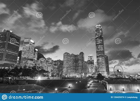Skyline Of Hong Kong City At Dusk Stock Photo Image Of Asia Highrise