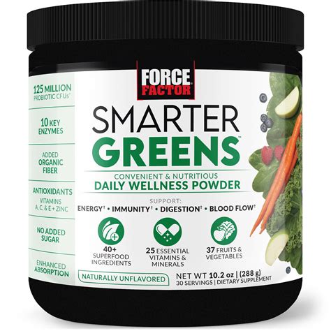 Force Factor Smarter Greens Daily Wellness Greens Powder Superfood