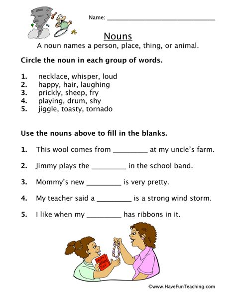 Examples Of Nouns Worksheet By Teach Simple