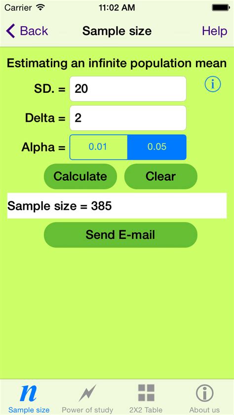 We have included population size in the sample size calculator but you will quickly realise that population size have very little effect on the final sample size. Sample size calculation screen | Download Scientific Diagram