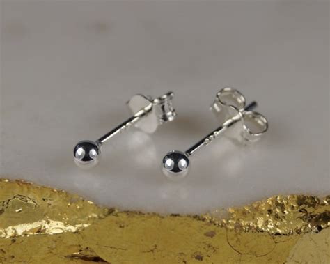 Small Mm Sterling Silver Ball Stud Earrings Ball Stud Etsy