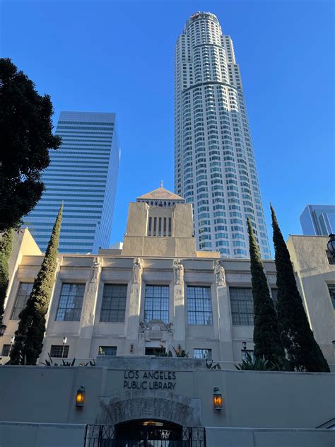 Los Angeles Central Library And Us Bank Tower Los Angeles California