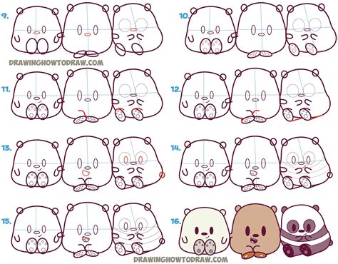 Learn How To Draw We Bare Bears Cute Kawaii Chibi Baby Style