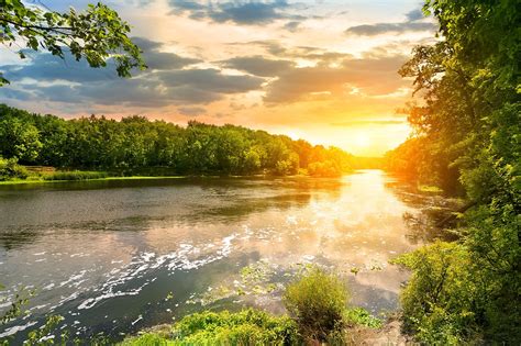 River Trees Sunset Hd Wallpapers Wallpaper Cave