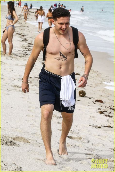 Brooklyn beckham flexes his social power with a new cover from wonderland magazine. Brooklyn Beckham Goes Shirtless in Miami, Shows Off New ...