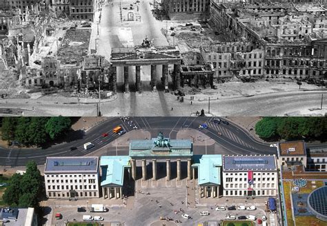 Brandenburger tor er et af tysklands vigtigste nationale symboler. Fotos vom Kriegsende in Berlin: Gegenüberstellung 1945 und ...