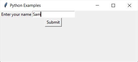 Tkinter Read Input From User Using Entry Widget Python Examples