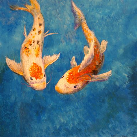 Koi Fish Painting Acryllics 12x12 R Art