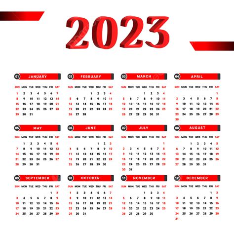 Calendrier 2023 Avec Une Forme Géométrique Unique Rouge Et Noire Png