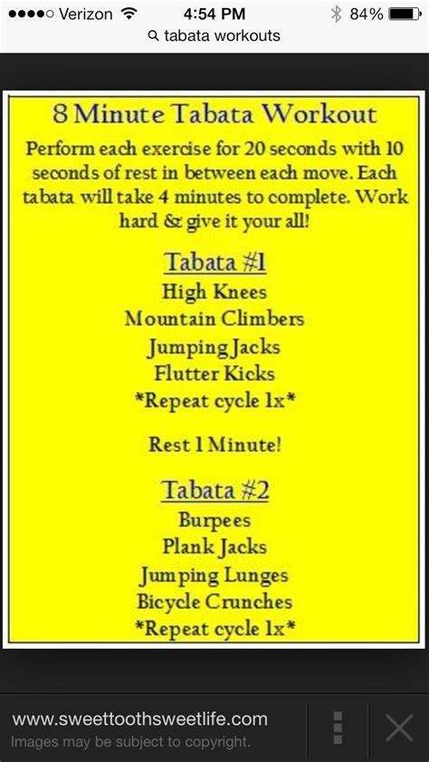Short Tabata Tabata Workouts Tabata Workout