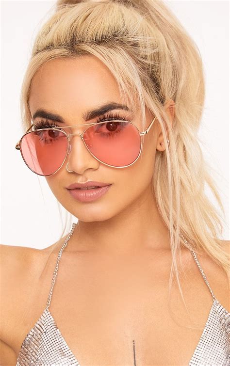 Kelie Pink Tinted Lens Aviators With Images Pink Sunglasses Tinted Aviator Sunglasses