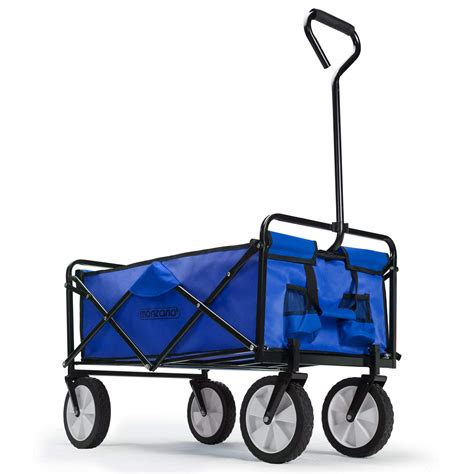 Buy Deuba Wagon Cart Blue Garden Trolley Foldable Pull Folding
