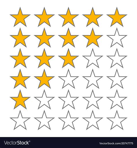 Row Of Five Stars Rate 5 Star Rating Icons Vector Image