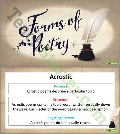 Forms Of Poetry Powerpoint Teaching Resource Teach Starter Forms Of