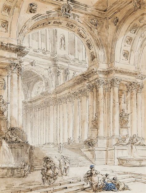 Architectural Composition With Portico By Hubert Robert Artvee