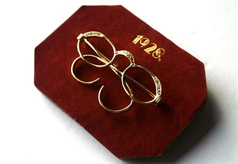 Vintage Eyeglasses Brooch Goldtone Spectacles Pin By 1928